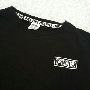 VS PINK black logo crop sweatshirt (fleece inside)